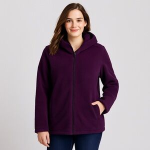 Boutique Fleece Winter Warm Hoodie Coat Jacket Purple Large